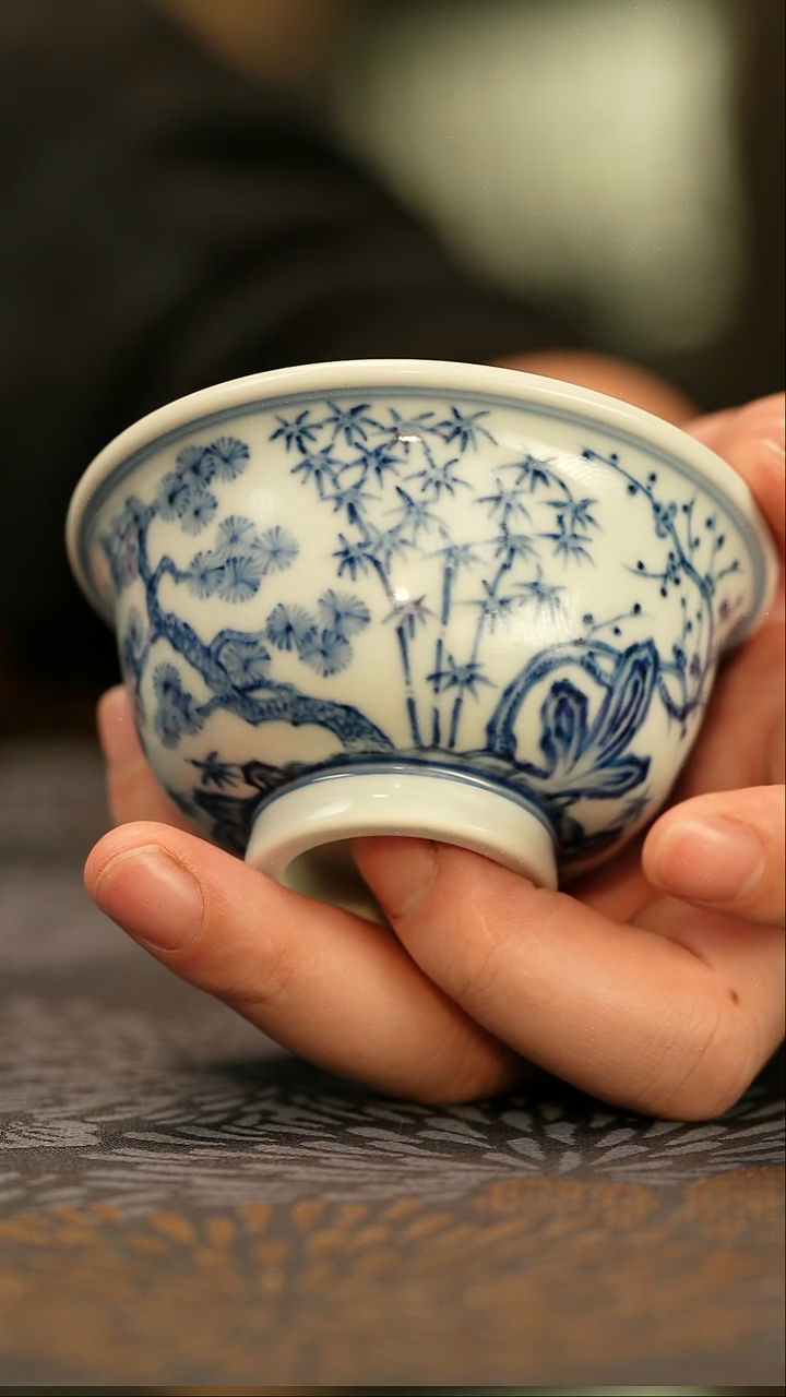 中式垂虹慕古松竹梅压手