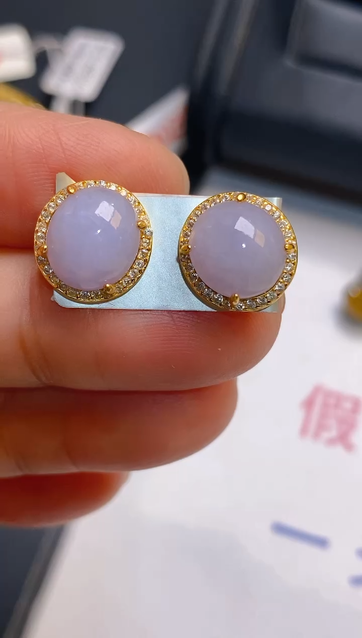 【闪购商品】翡翠耳饰银S925镶嵌天然A货翡翠1