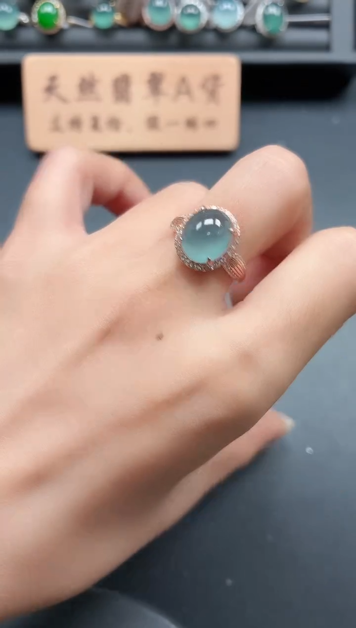 银S925镶嵌戒指翡翠1