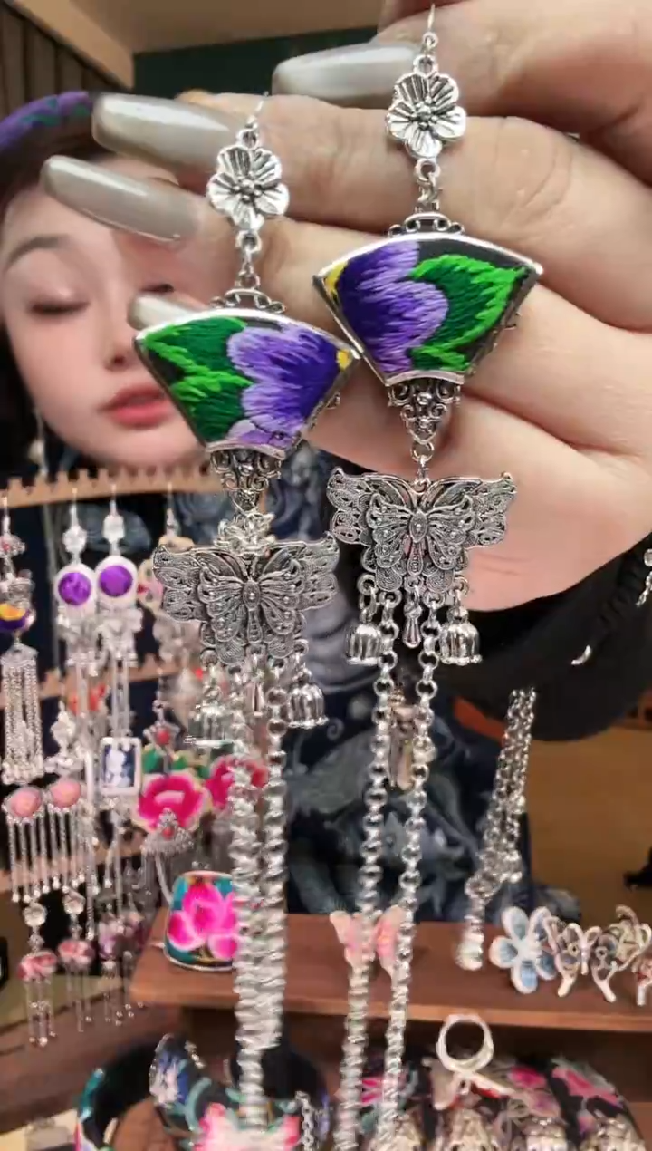 刺绣纯手工民族风刺绣耳环