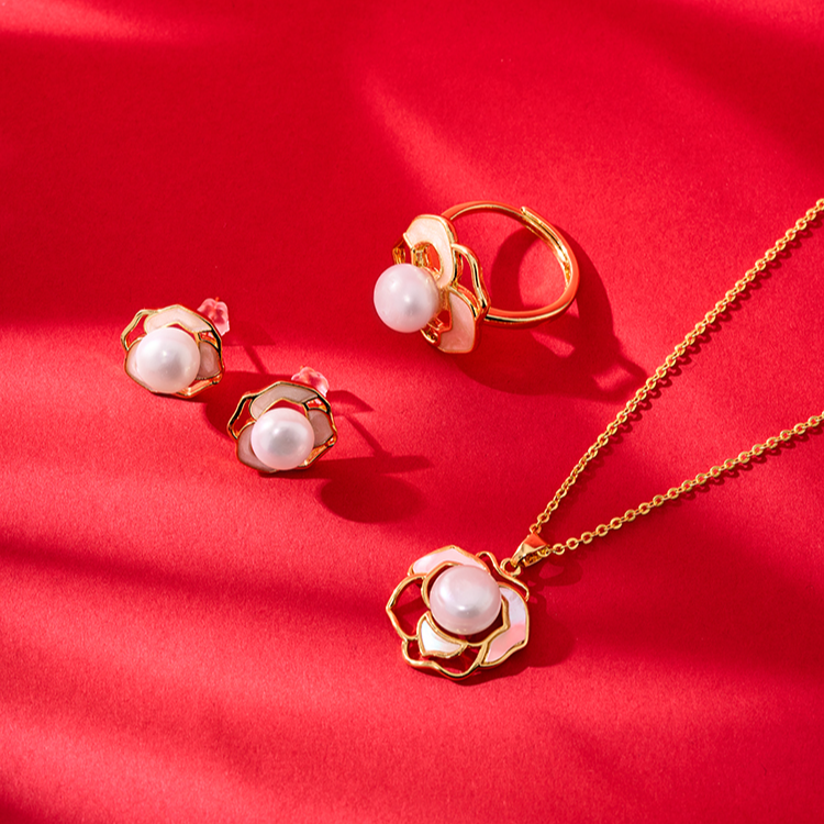 宴会花园 淡水珍珠项链   赠耳钉  戒指  8-9mm 淡水珍珠