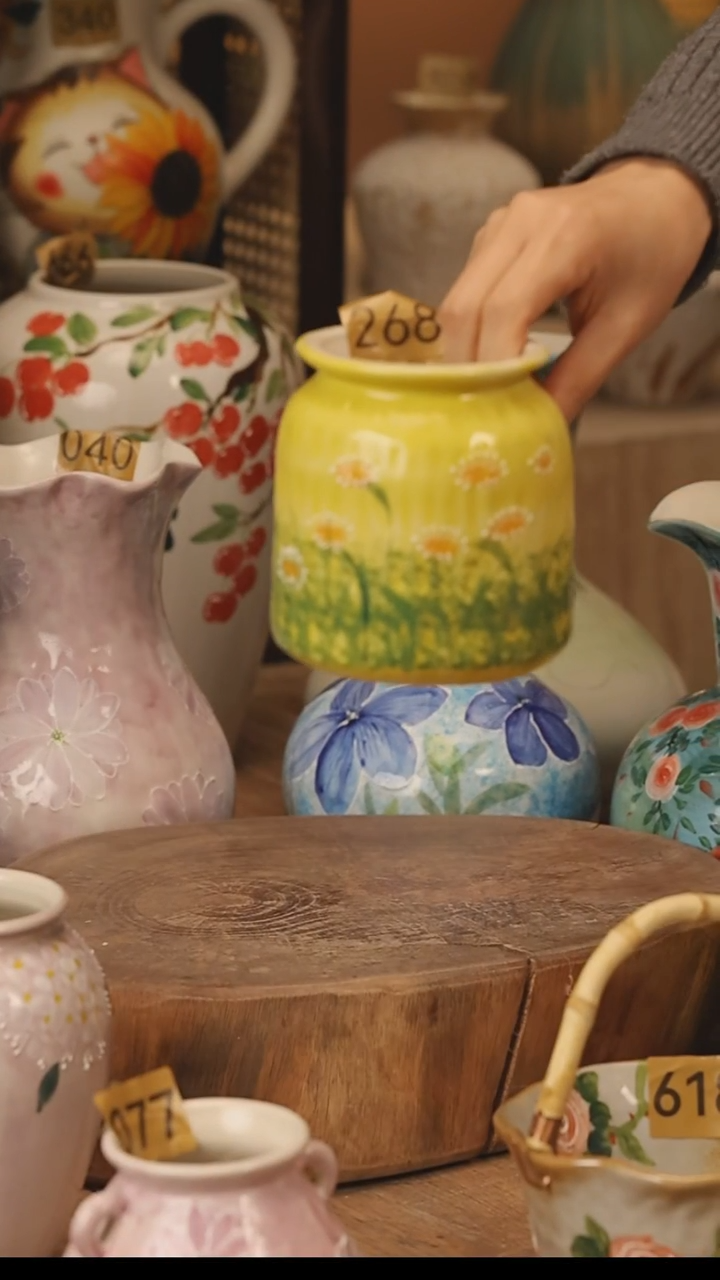 陶瓷景德镇设计师手作花器摆件侘寂风@M268@