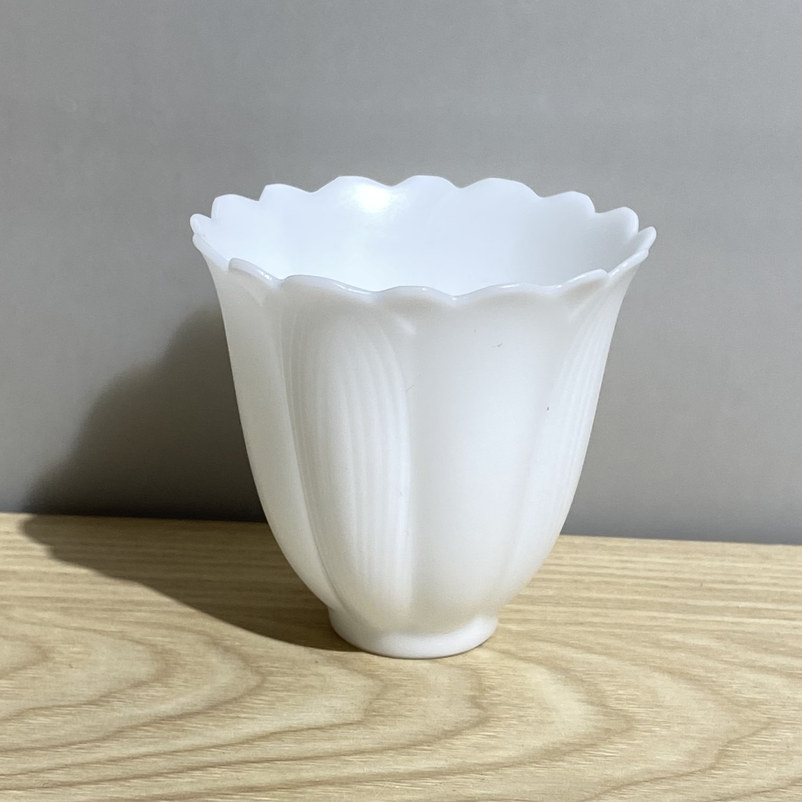 吾游茶器大号羊脂玉瓷素烧白菜花口闻香杯家用陶瓷茶具茶杯