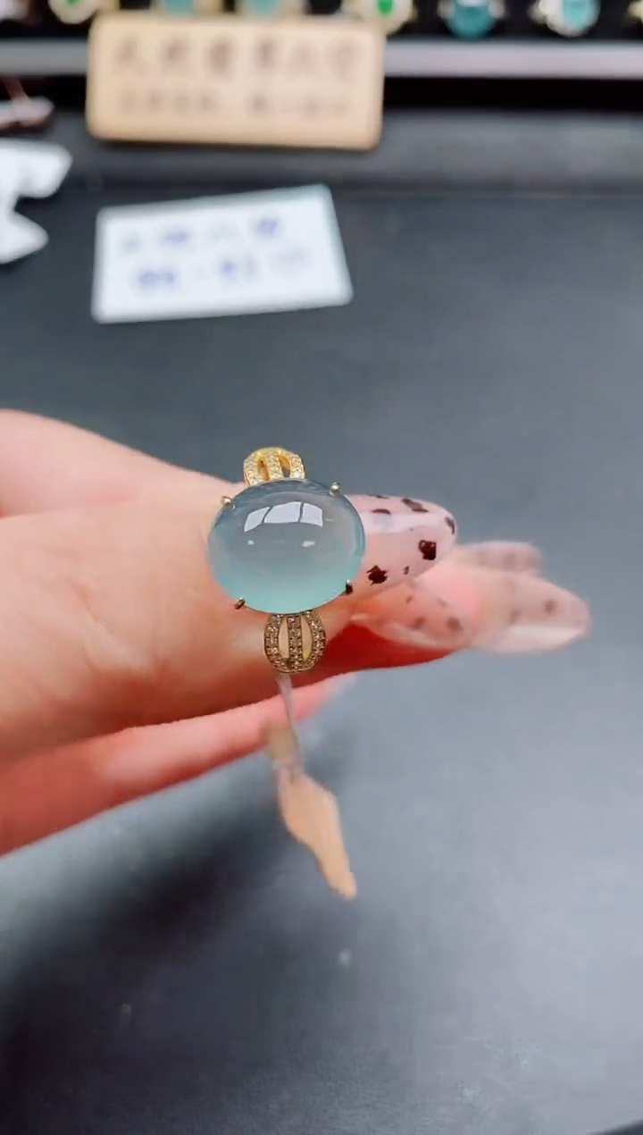 银S925镶嵌戒指翡翠1