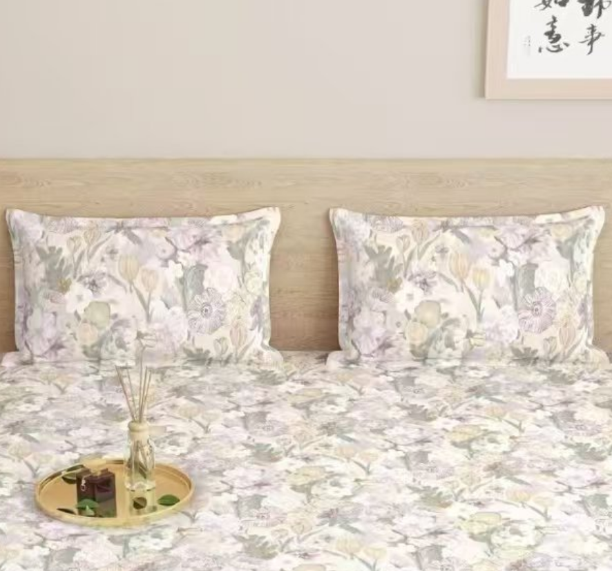 Z【老粗布枕套-满庭芳-白】52*78cm柔软加厚布大枕套简约精梳日用品