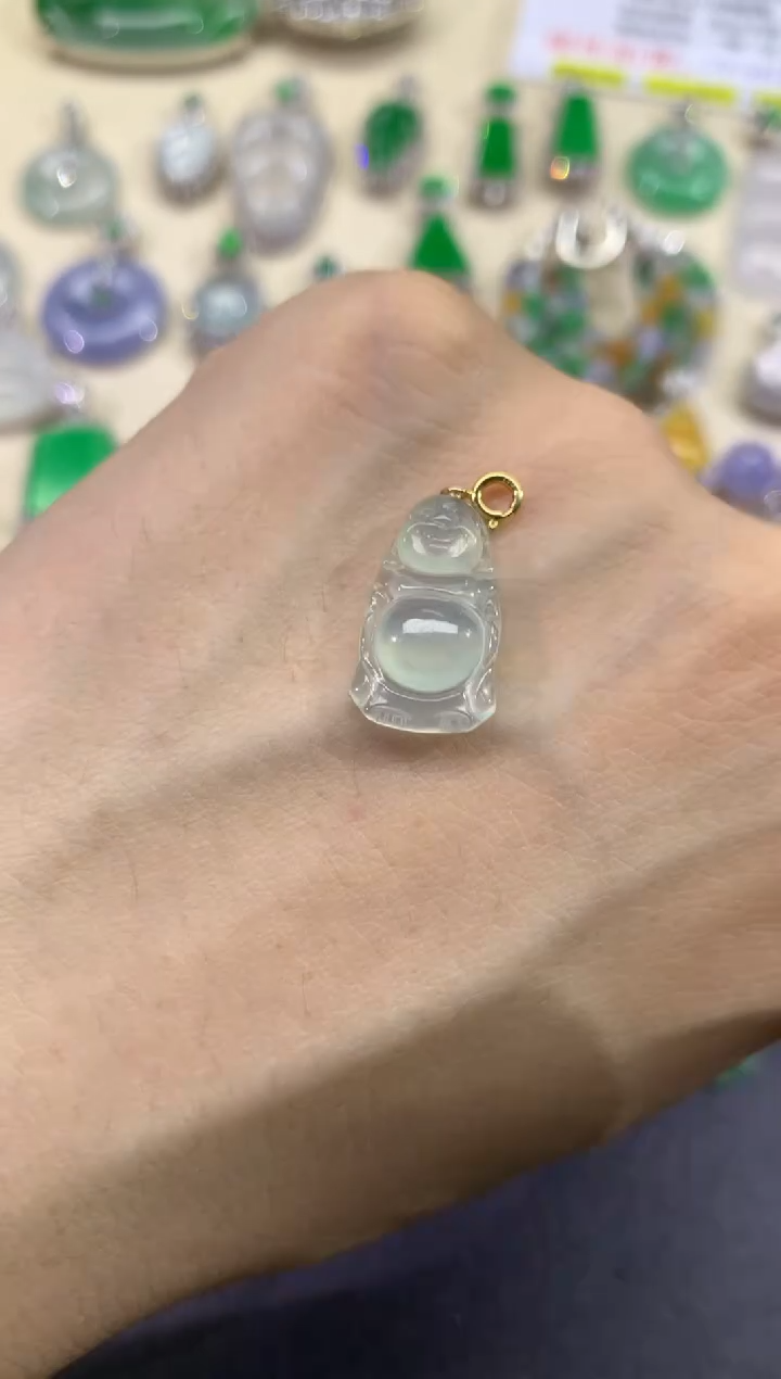 【闪购商品】翡翠吊坠(不含链)18K金镶嵌04天然A货翡翠（不退换）