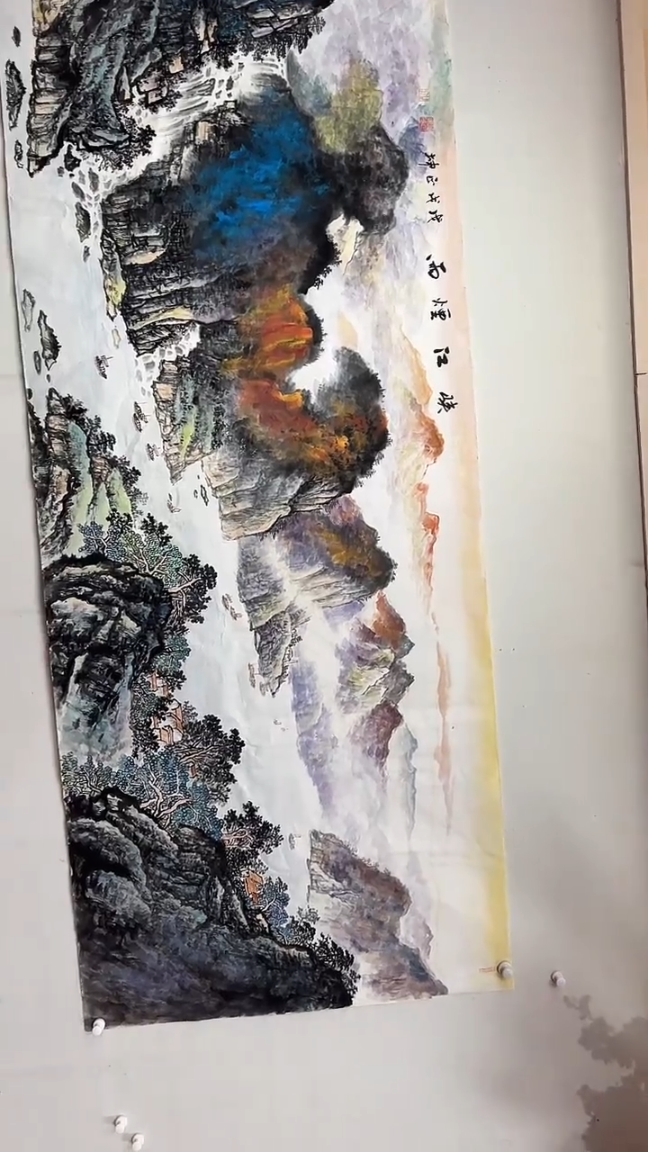 国画峡江烟雨/8尺/谭正坤