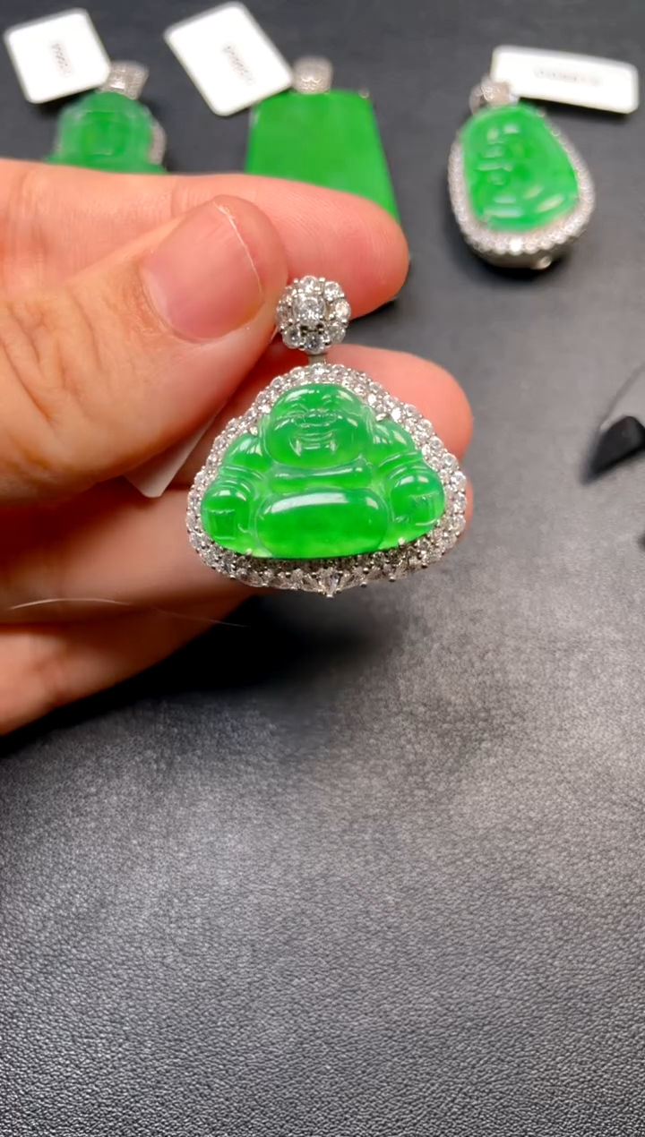 吊坠(不含链)银S925镶嵌翡翠吊坠