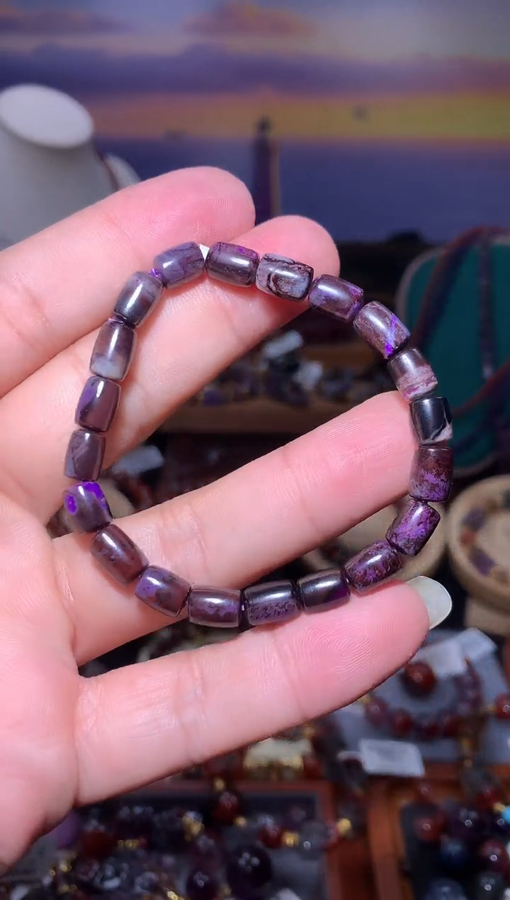 苏纪石（舒俱来）未镶嵌手串红**啦舒俱来桶珠手串