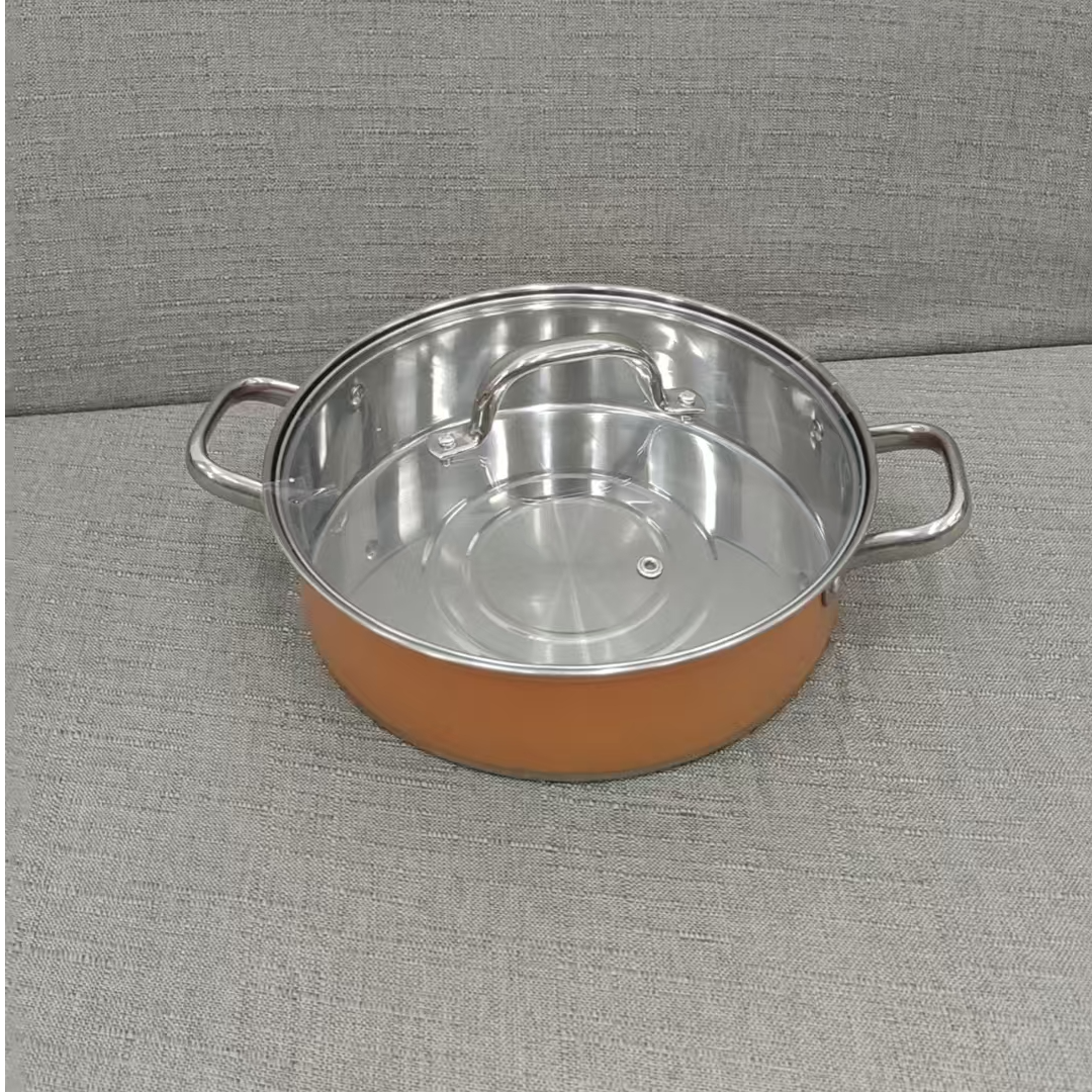 汤锅橙色带盖大容量家用汤锅