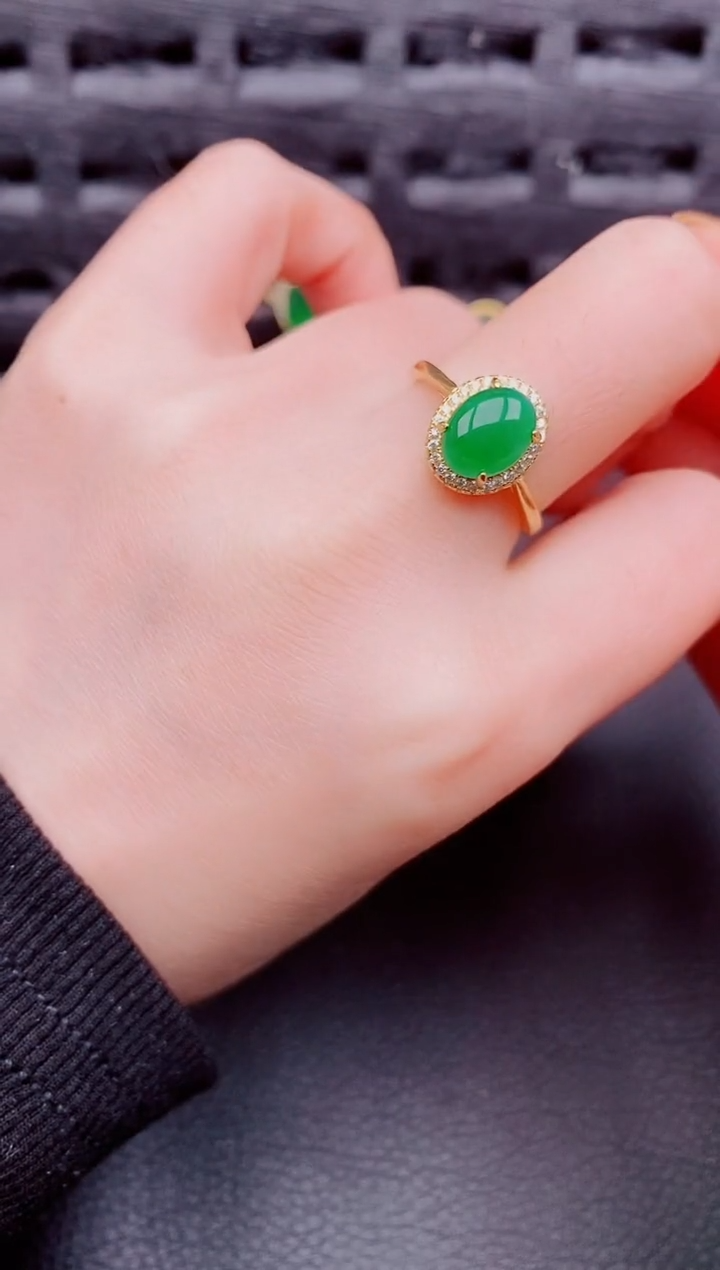 【闪购商品】翡翠戒指银S925镶嵌天然a货翡翠1281