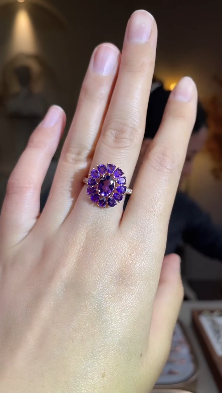 银S925镶嵌戒指水晶手饰