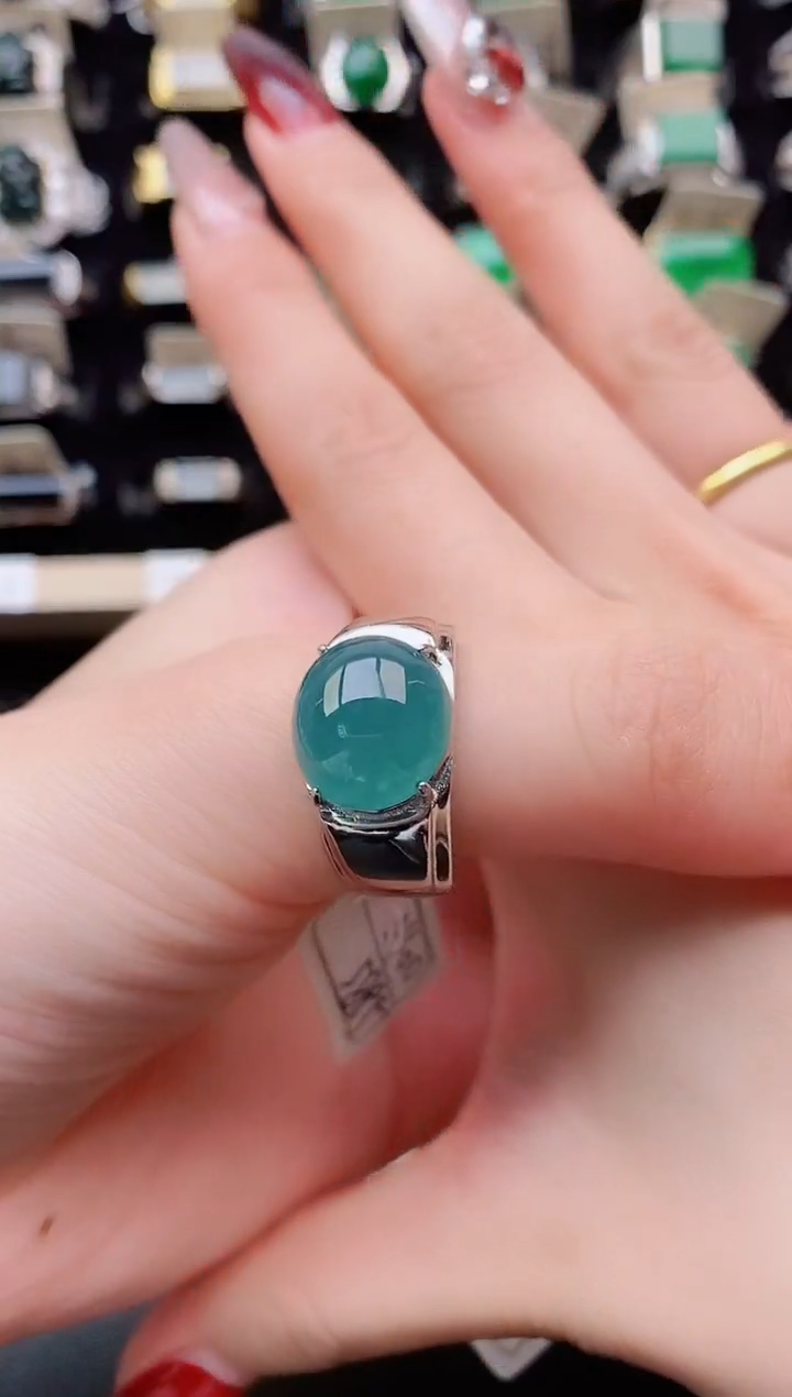 翡翠戒指银S925镶嵌1212111