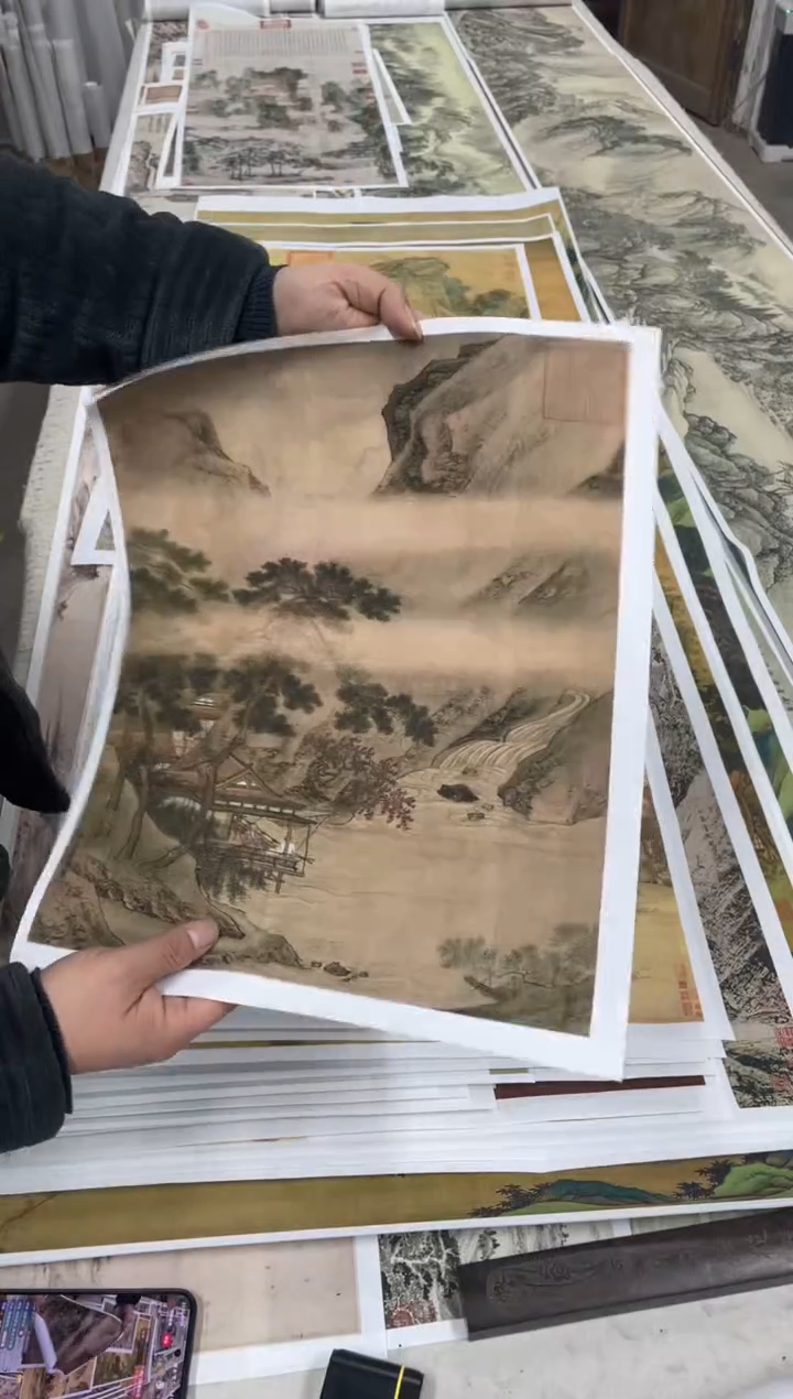 仇英 临溪水阁 微喷复刻