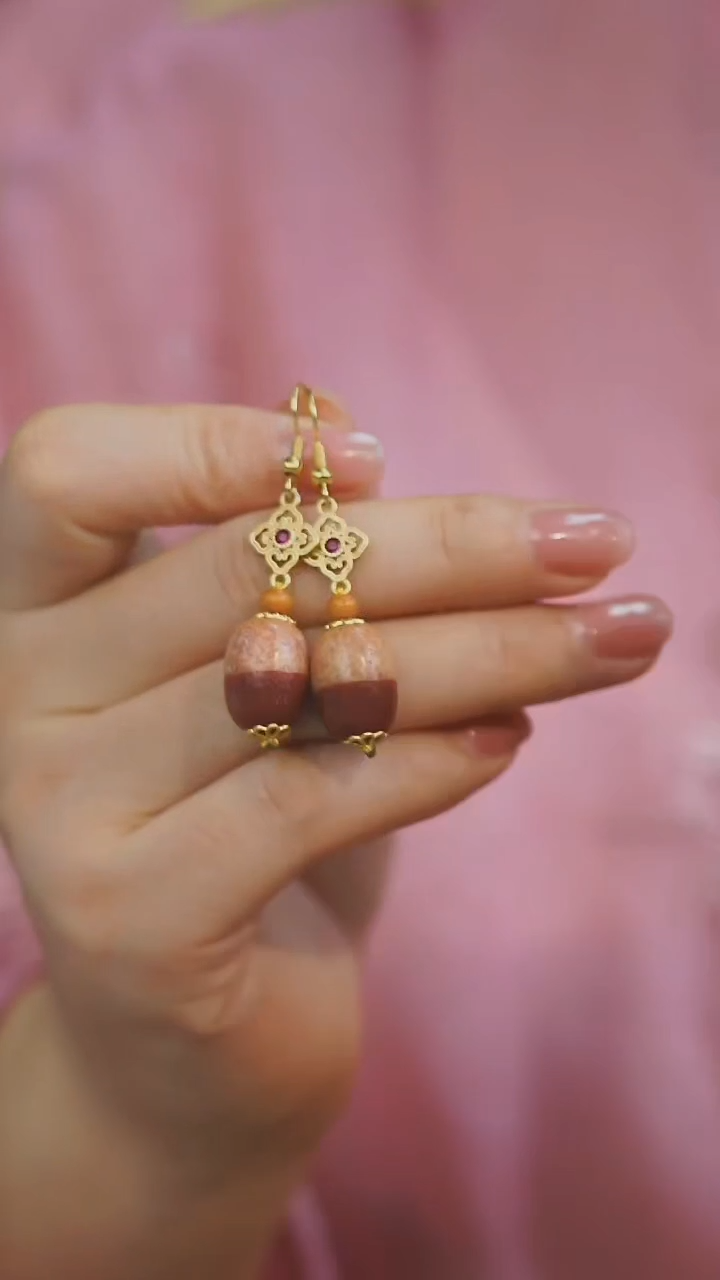 【闪购商品】玛瑙/玉髓耳环未镶嵌多样性发其一