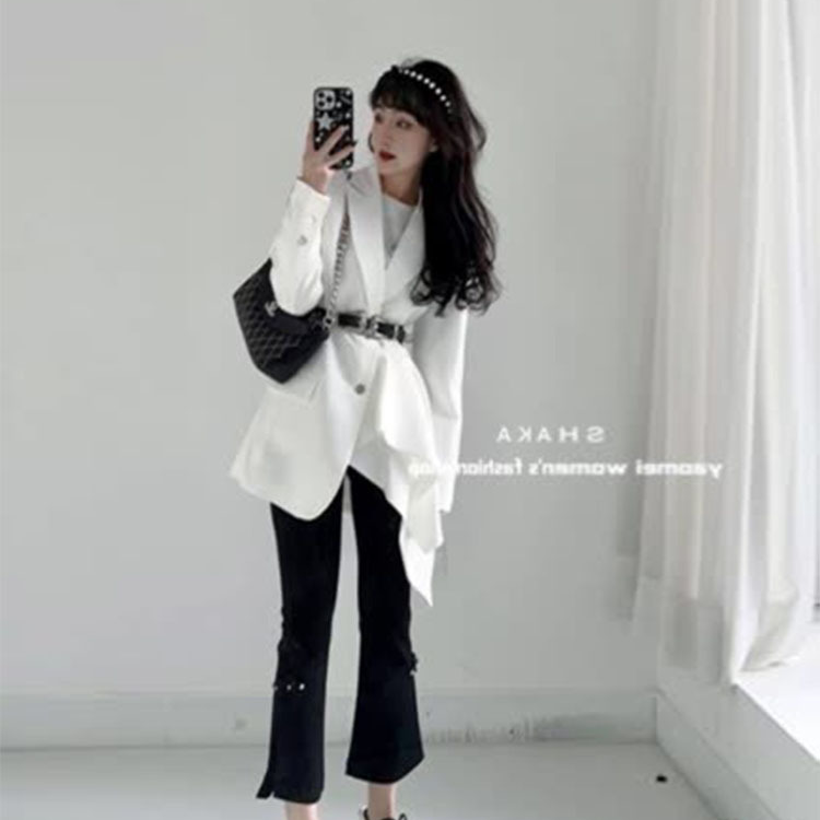 12941学院风显瘦遮肉甜系高级感小众设计休闲裤子西装两件套