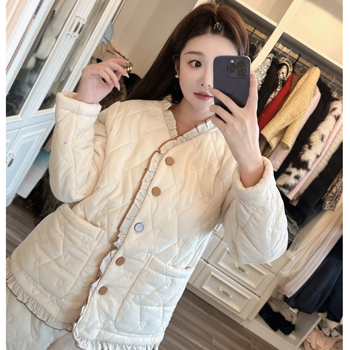 穿0度到10度三层加厚加绒棉衣家居服夹棉工厂清仓断码孤品