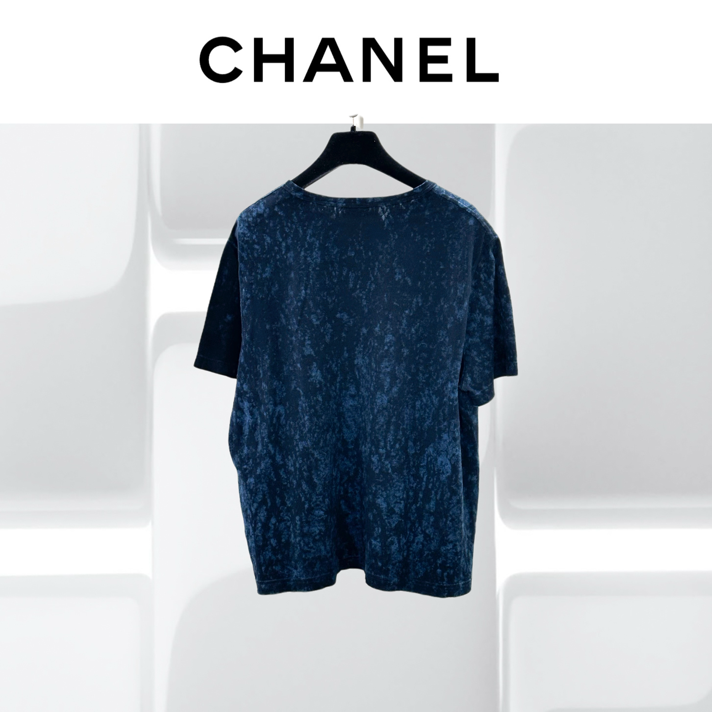 99新 Chanel/香奈儿 38/40码 字母刺绣深蓝色短袖T恤