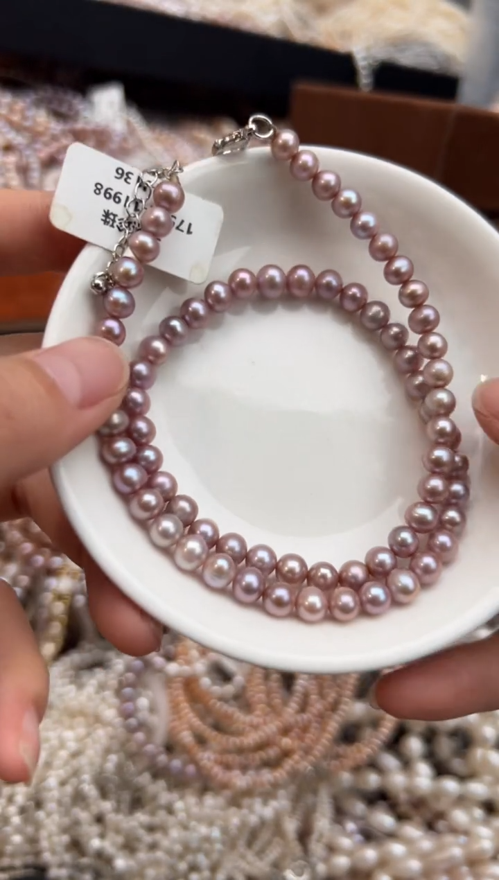 未镶嵌15淡水珍珠无核*强光珍珠紫色6mm左右