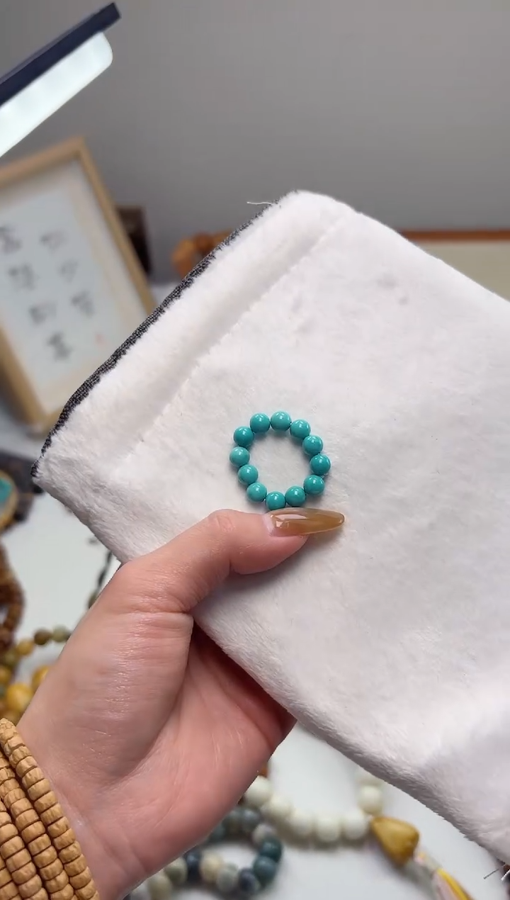 手串菩提根/象牙果蒂芙尼蓝圆珠6mm跑环【一个】