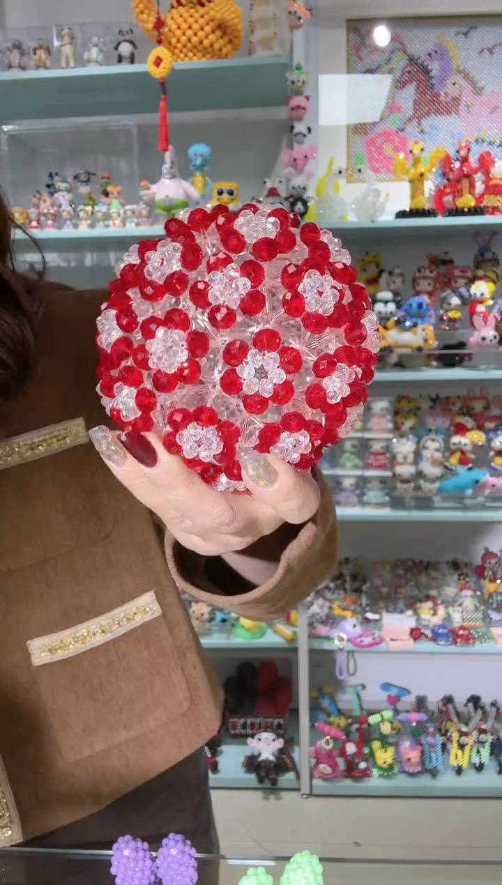 玻璃0224卡6水晶水晶球材料包1套大红色