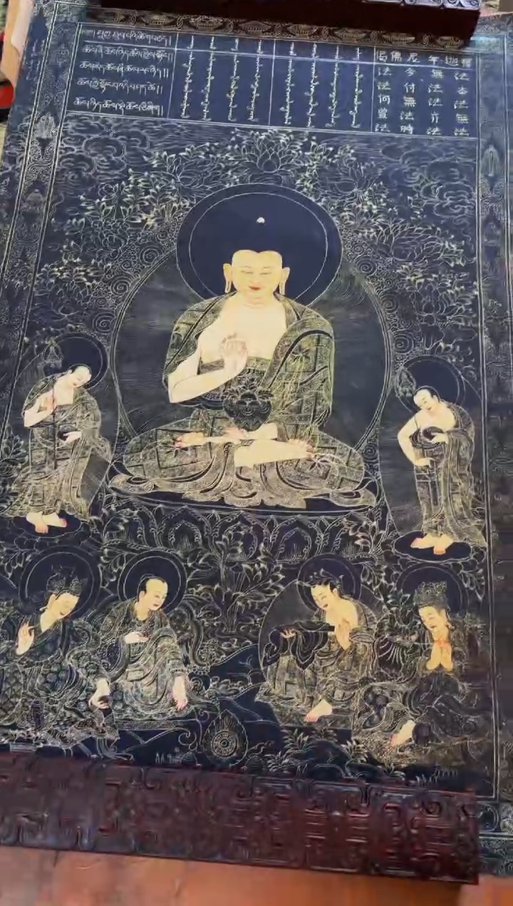 装裱画精品手绘唐卡链接--A034佛陀说法