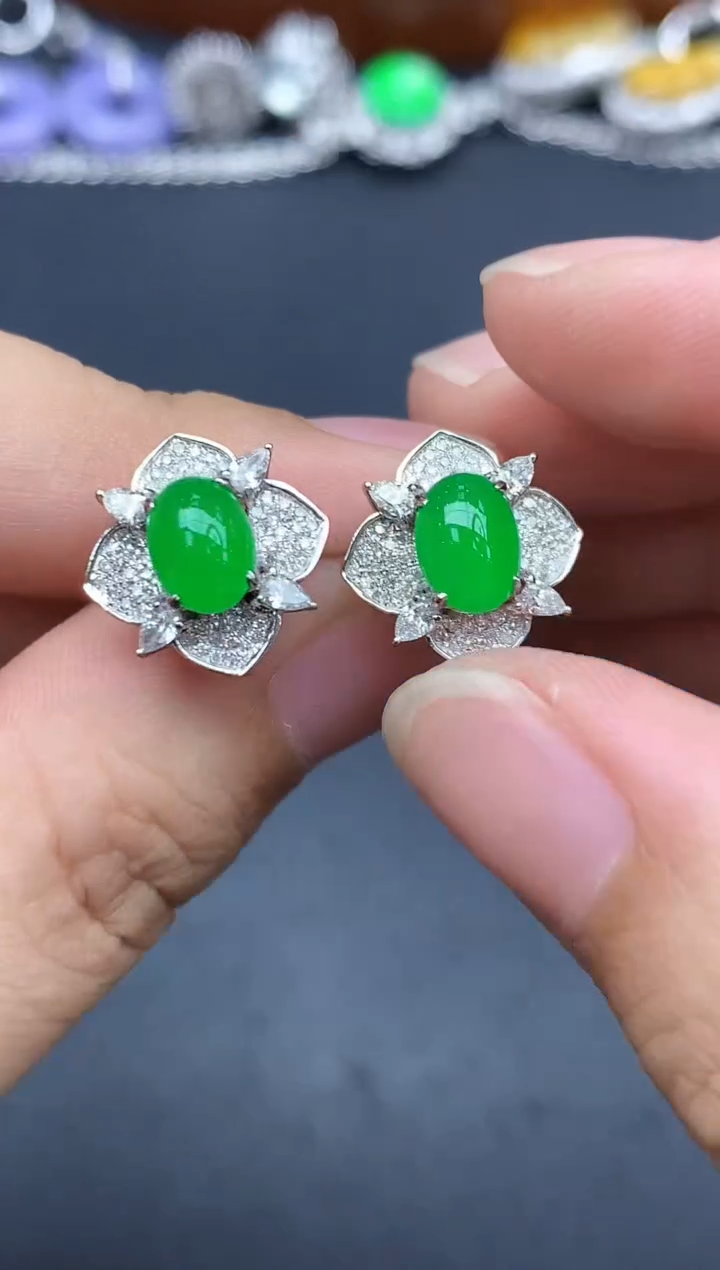 18K金镶嵌翡翠耳饰646-中国好珍宝