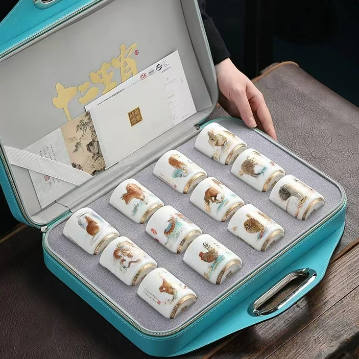 绱宏臻选 羊脂玉十二生肖高升杯套装个人专用杯品茗杯陶瓷茶杯