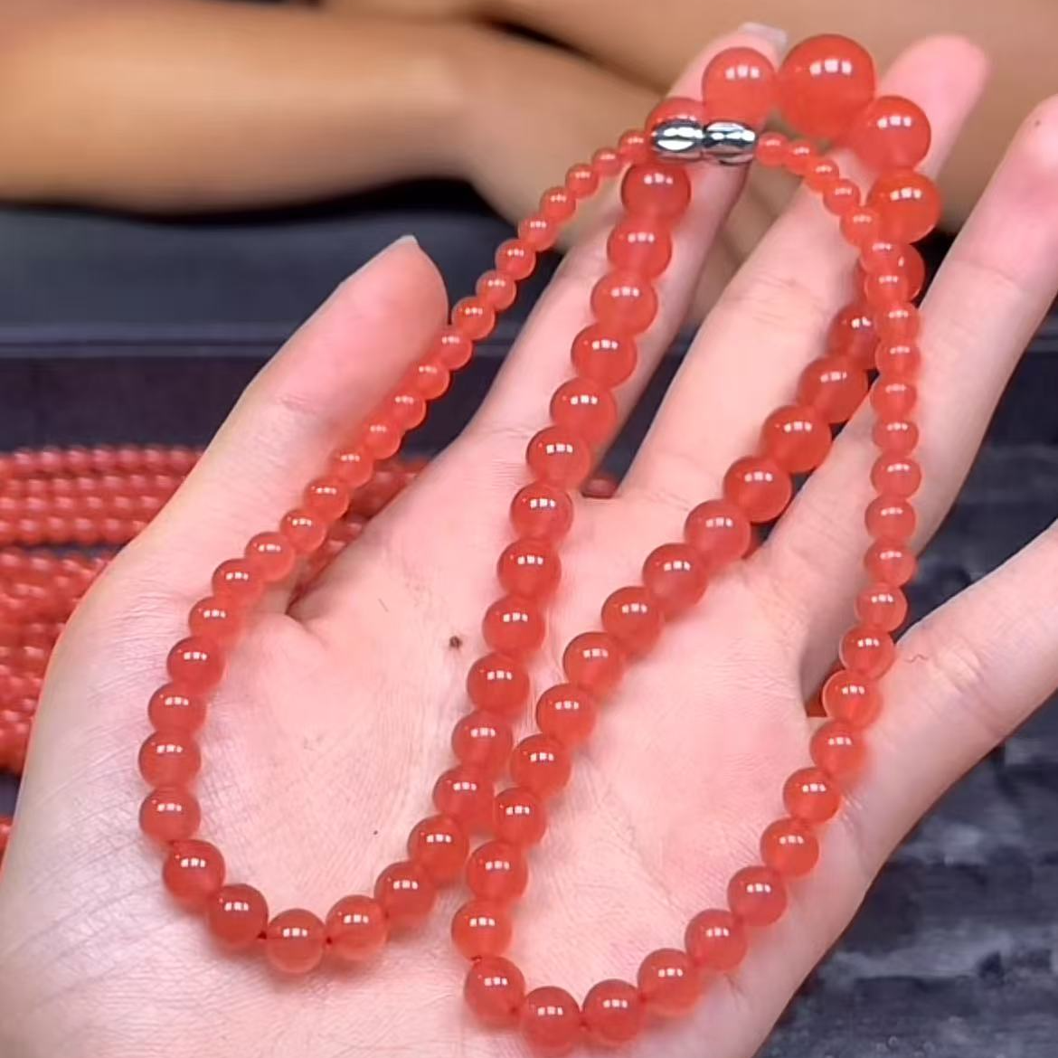 【逍遥】南红玛瑙圆珠塔链项链*726/38/多样性发/1件