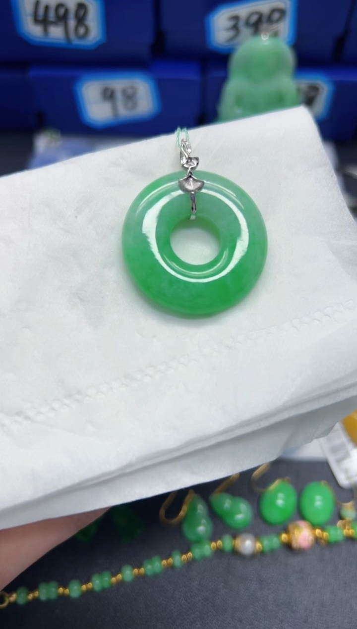 【闪购商品】翡翠颈饰18K金镶嵌Y缅料A货/支持复检/一件