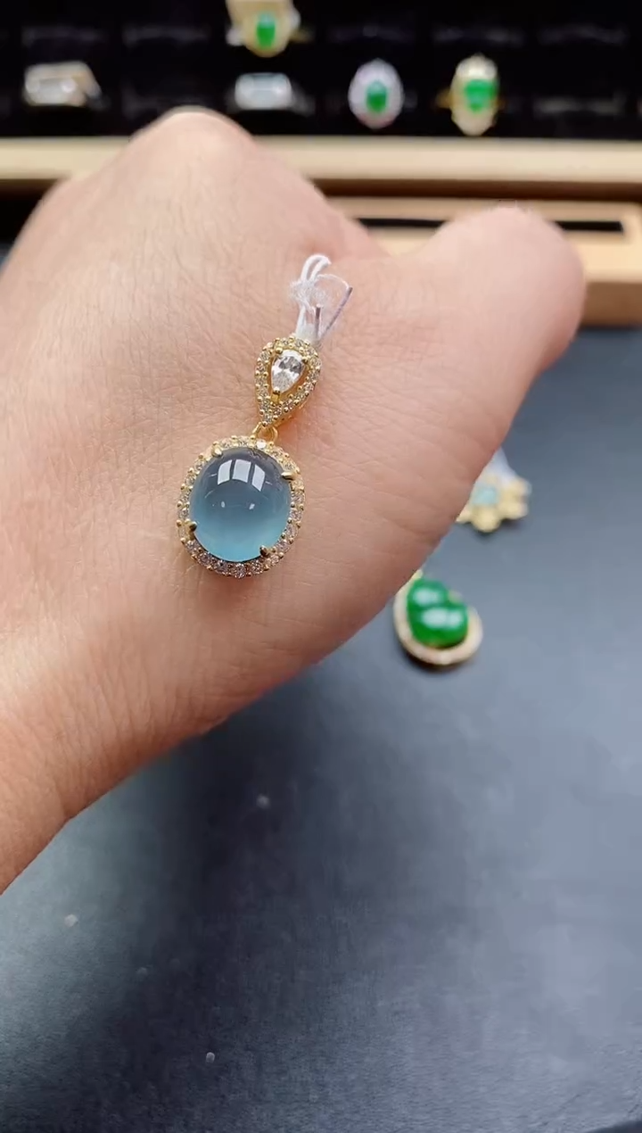 吊坠(赠链)银S925镶嵌翡翠1