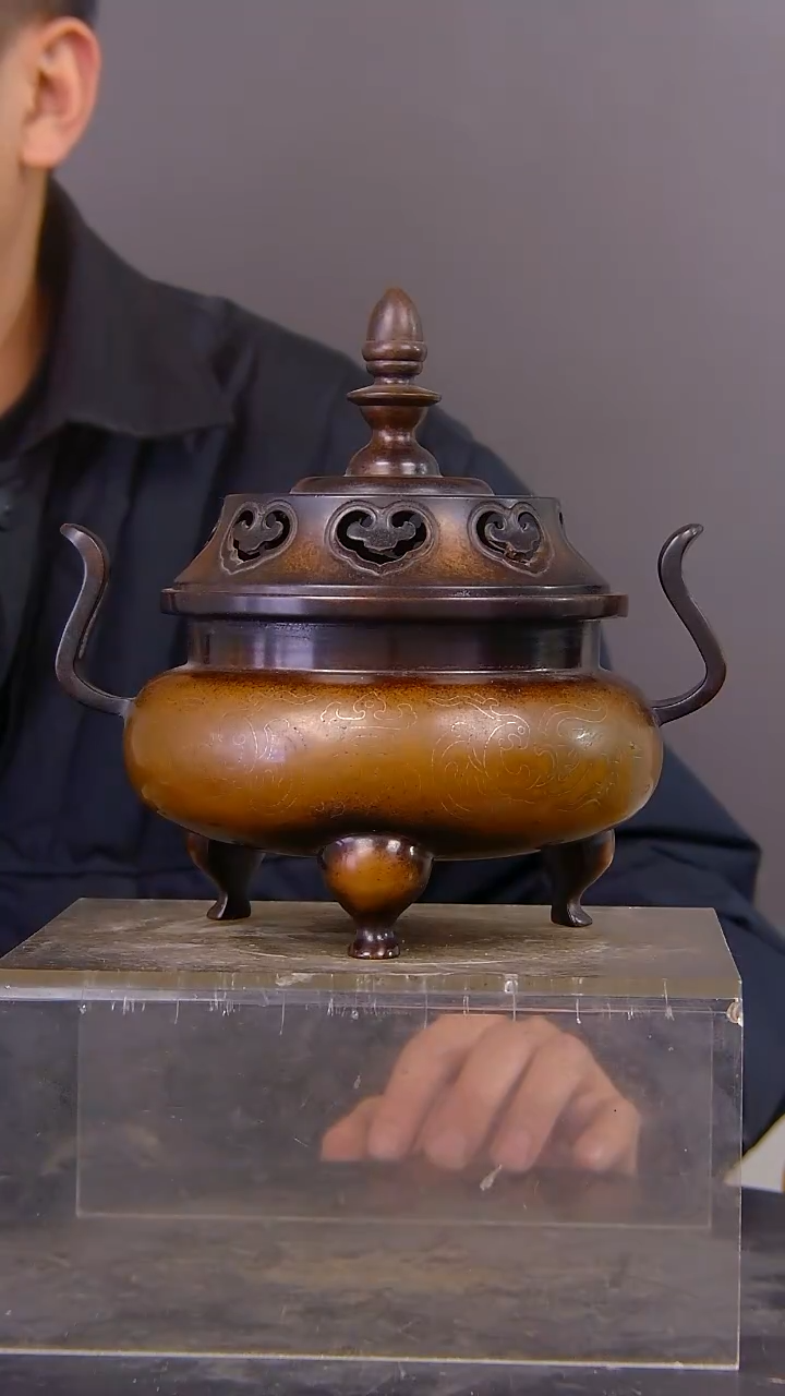 金**木山水铜缘紫铜香炉结缘1111