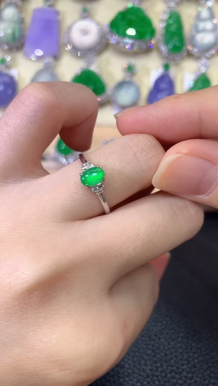 翡翠戒指18K金镶嵌夏日珠宝B20