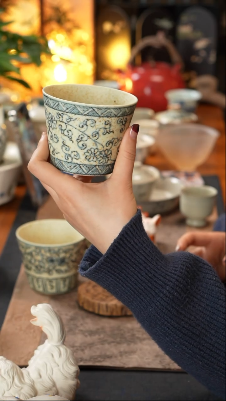 【闪购商品】青花手绘祝口杯祝口杯220Cc