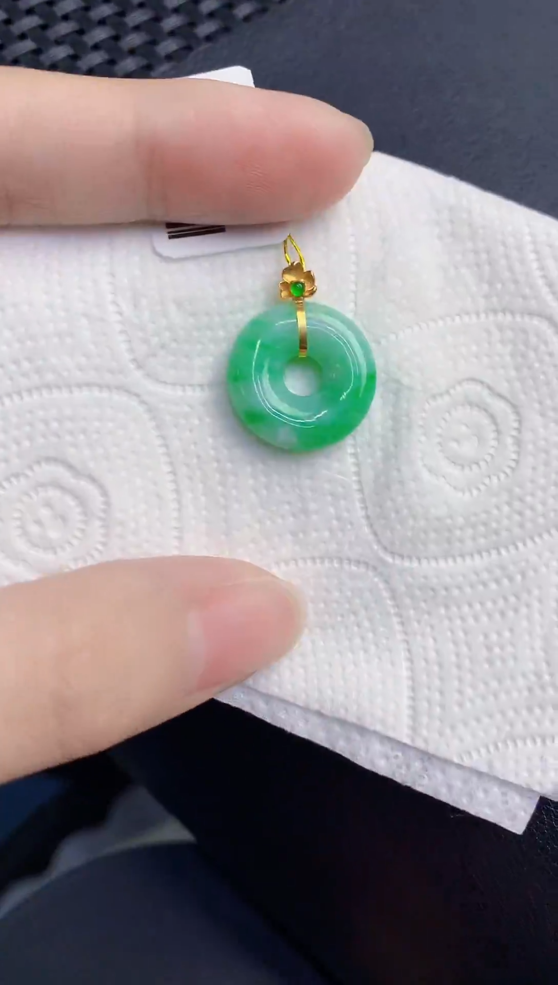 颈饰18K金镶嵌翡翠天然翡翠缅甸A货