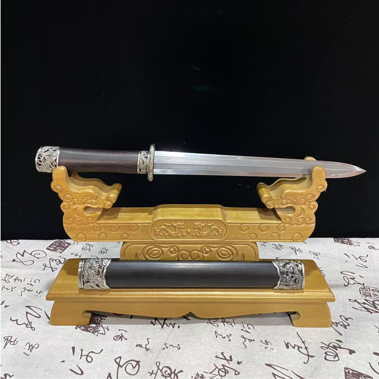 新疆专场【小乾坤】乌兹钢  白铜  黑檀木  未开刃