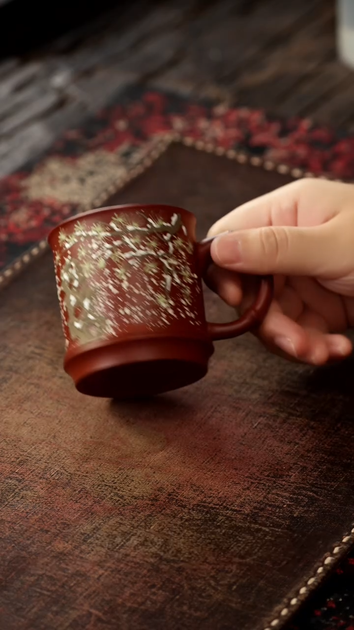 茶杯紫砂福利紫砂雪松手把