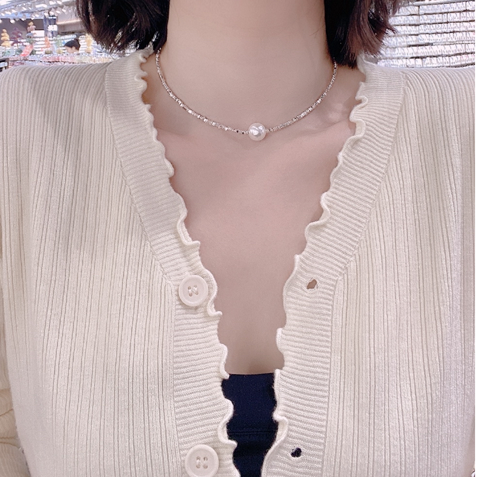 铜合金仿珍珠项链 碎银子多款式气质小众时尚轻奢法式851