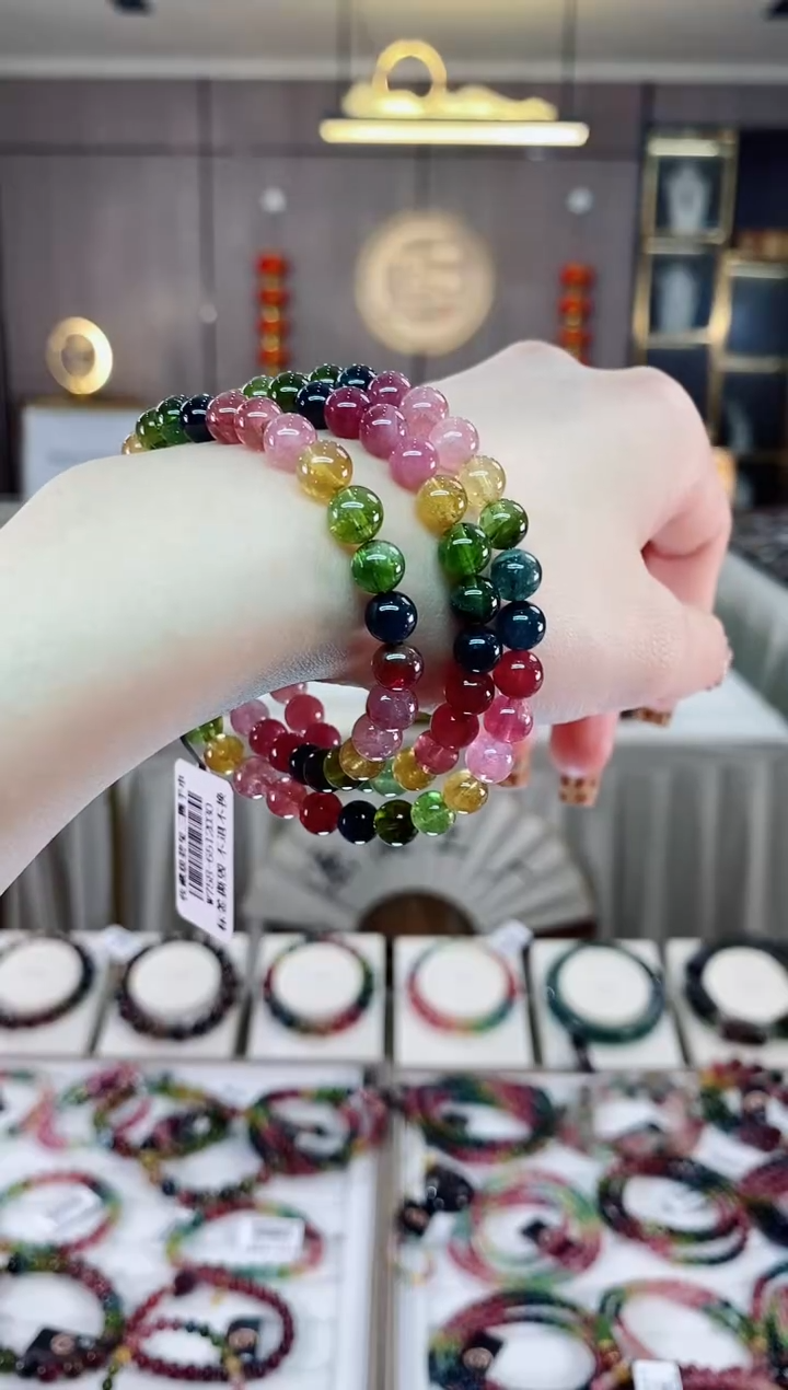 【闪购商品】三圈手串6mm+未镶嵌碧玺dan多样性发货一条