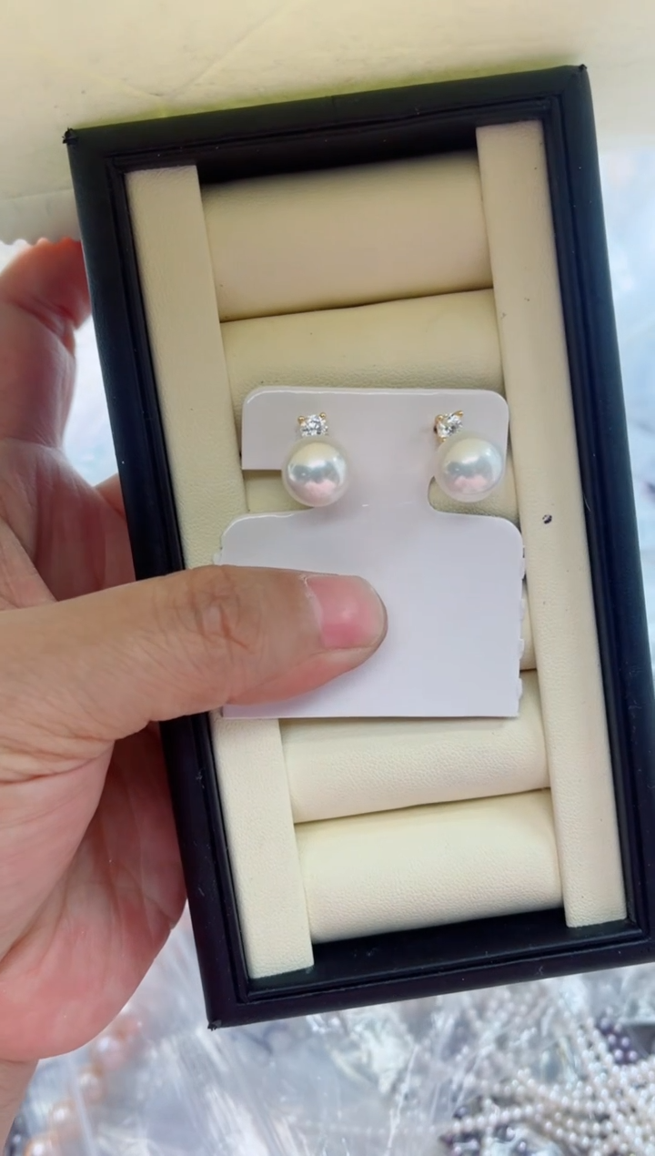 银S925镶嵌耳饰淡水珍珠多样性发其一，非无暇