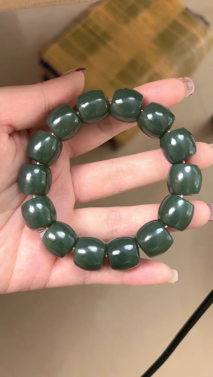 【闪购商品】和田玉手链未镶嵌新疆和田玉且末蓝齐切手串16