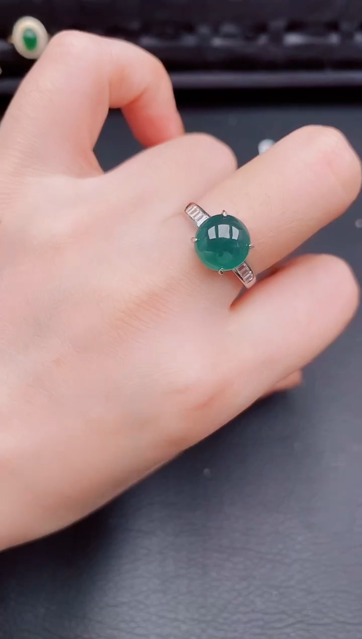 【闪购商品】翡翠戒指银S925镶嵌天然a货翡翠466