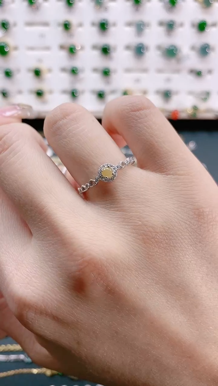 【闪购商品】翡翠戒指银S925镶嵌天然翡翠 