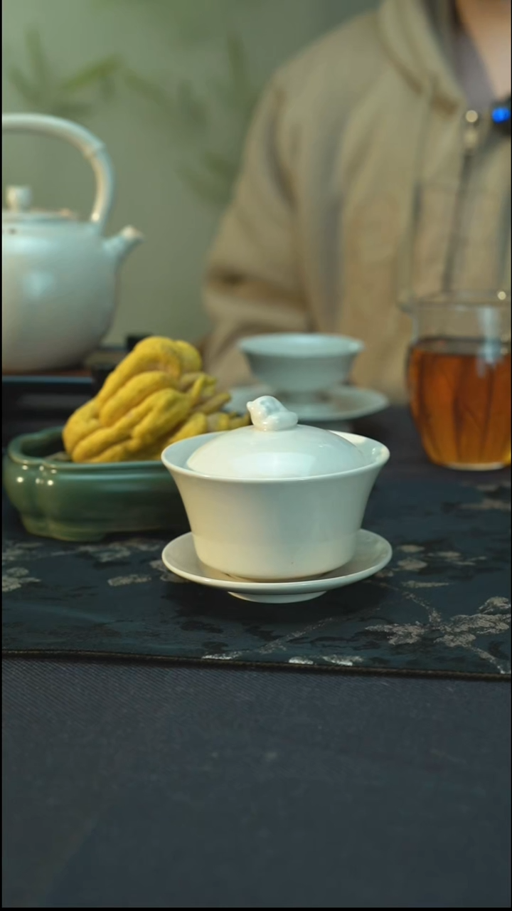 主人杯全品 彭州白瓷 熊猫盖碗 