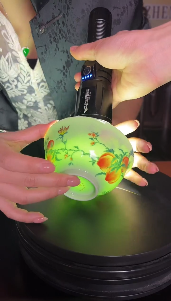 摆件瓷绿稀土寿桃5英寸碗