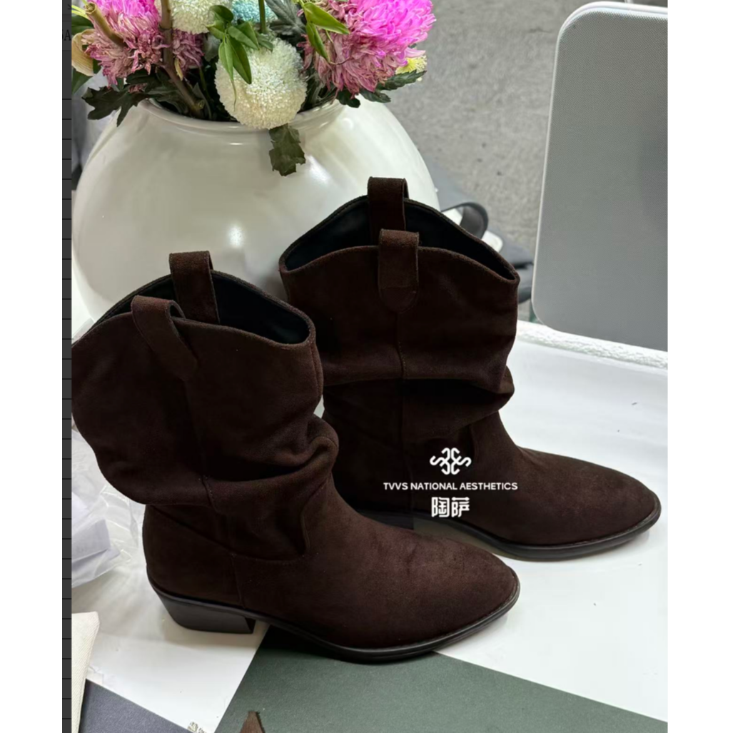 陶萨 X017 尖头短筒堆堆靴