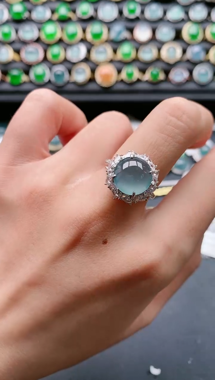 【闪购商品】翡翠戒指银S925镶嵌111111