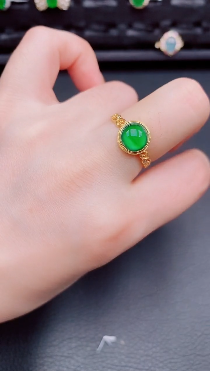 【闪购商品】翡翠戒指银S925镶嵌天然a货翡翠145