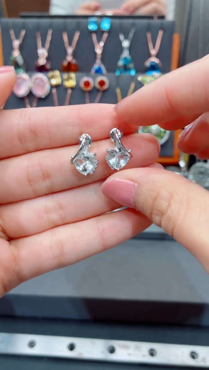 银S925镶嵌耳饰水晶水晶耳饰