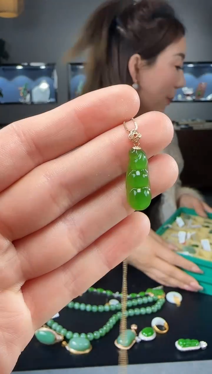 【闪购商品】和田玉吊坠(不含链)18K金镶嵌1